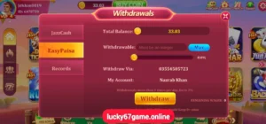 Lucky 67 Game withdrawal